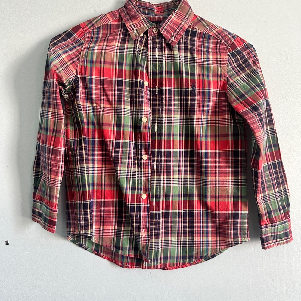 Polo by Ralph Lauren Red and Green Long Sleeve Tee
